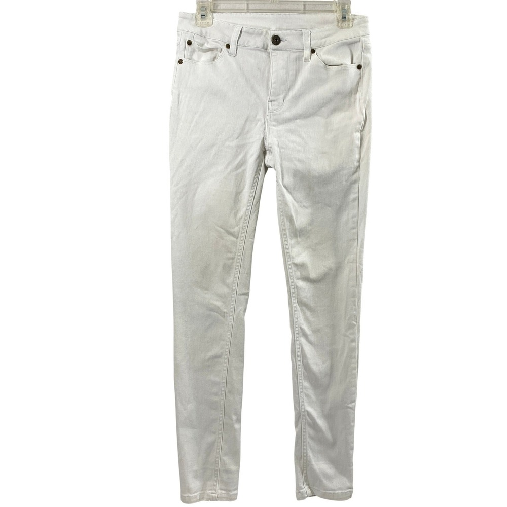 Matilda Jane White Denim Jeans Women 6 Skinny Mid Rise Stretch Minimalist Summer